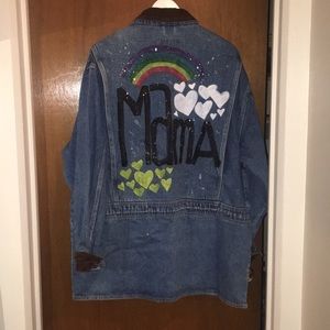 “Mama” Corduroy Collar Denim Jacket